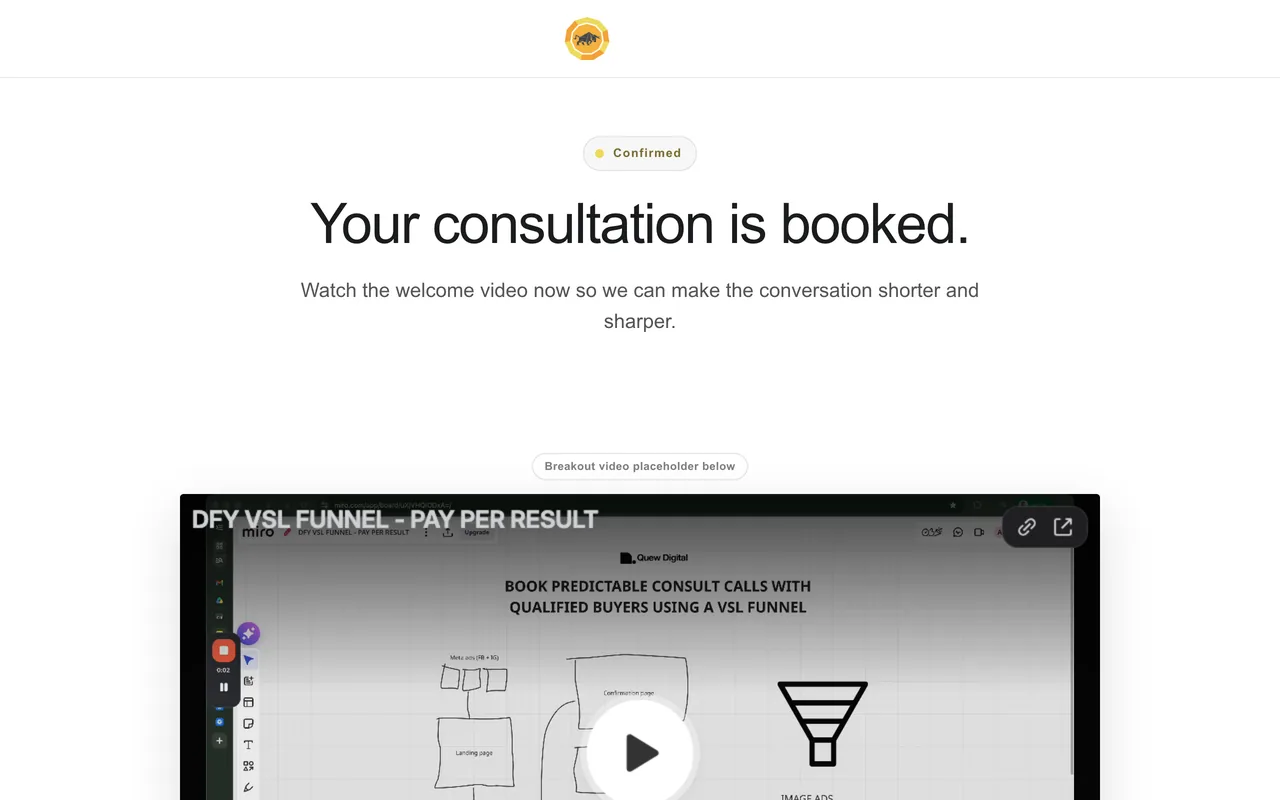 Confirmation page preview